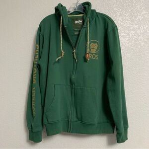 Howler Bros Hoodie Sweatshirt Mens L Graphic Monkey Logo Full Zip Pockets Green